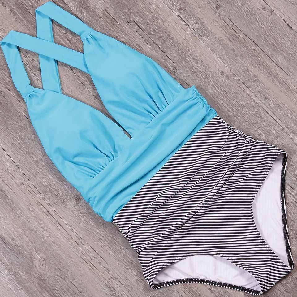 One-piece Size Inclusive Swimsuit - Blue / L - swimsuit