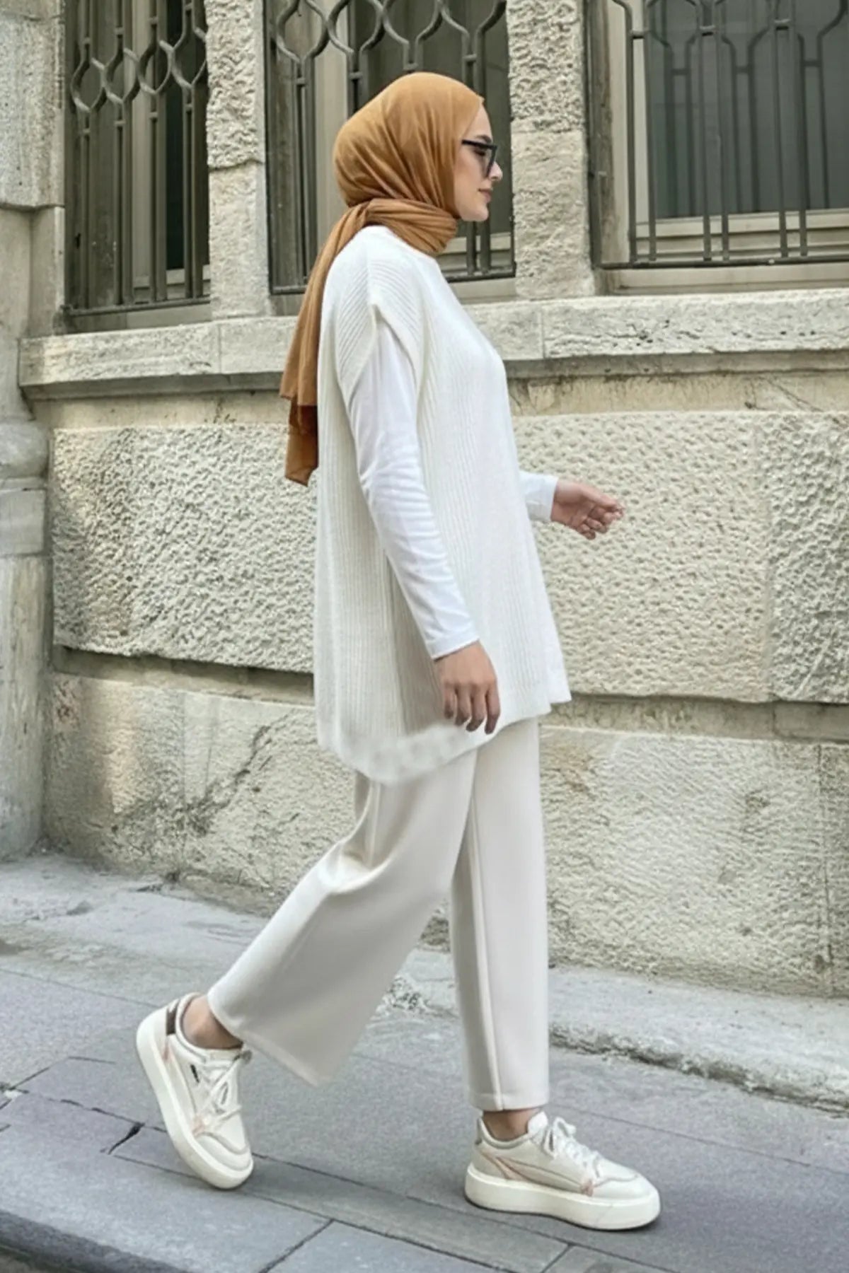 Oversize Knit Sweater | Beige – NEOMODEST, image 2