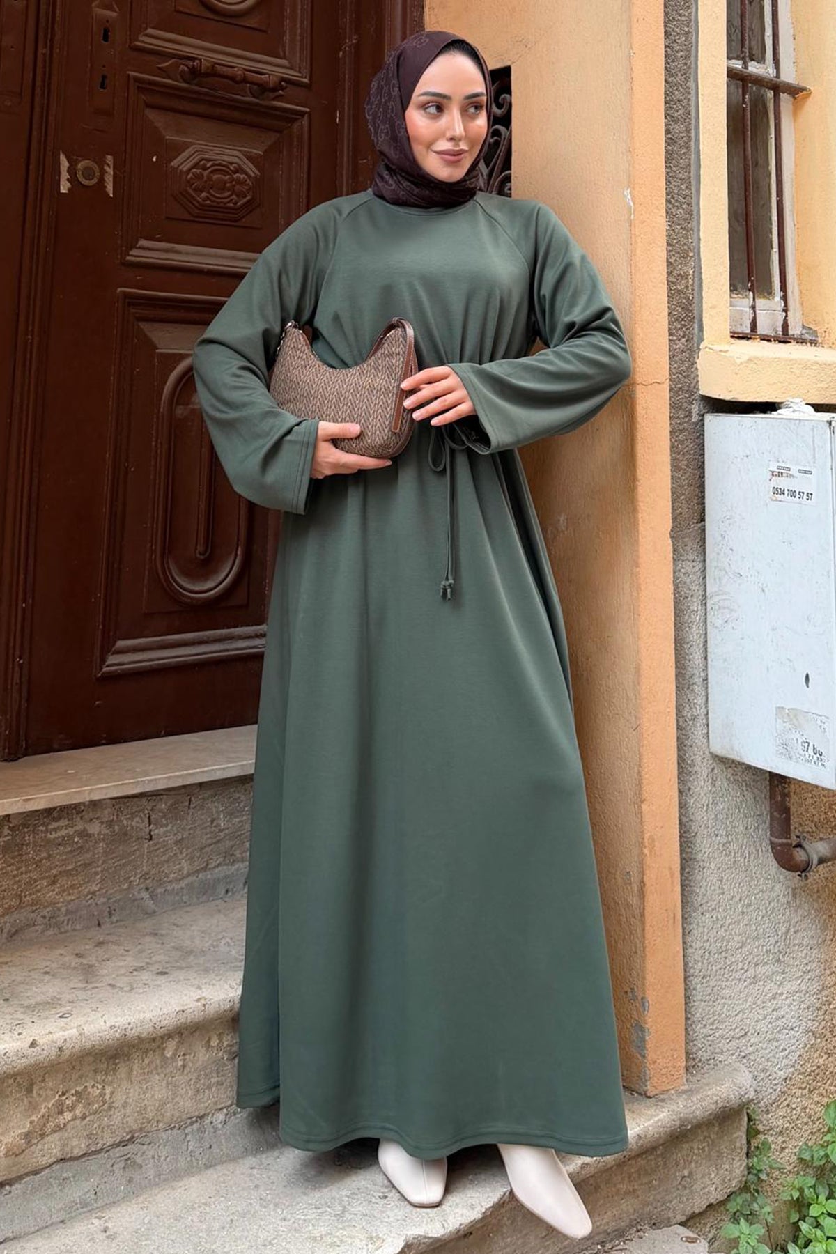Oysho Hijab Dress | Khaki – NEOMODEST product image 1
