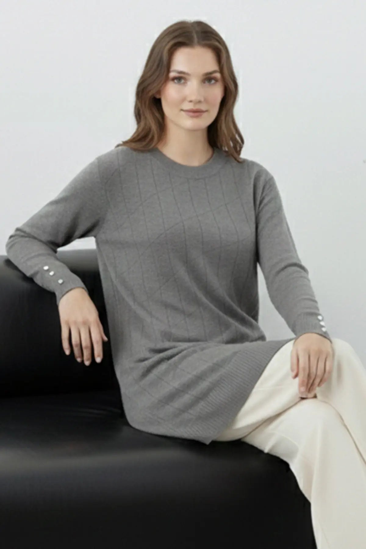 Patterned Tunic | Grey – NEOMODEST product image 2