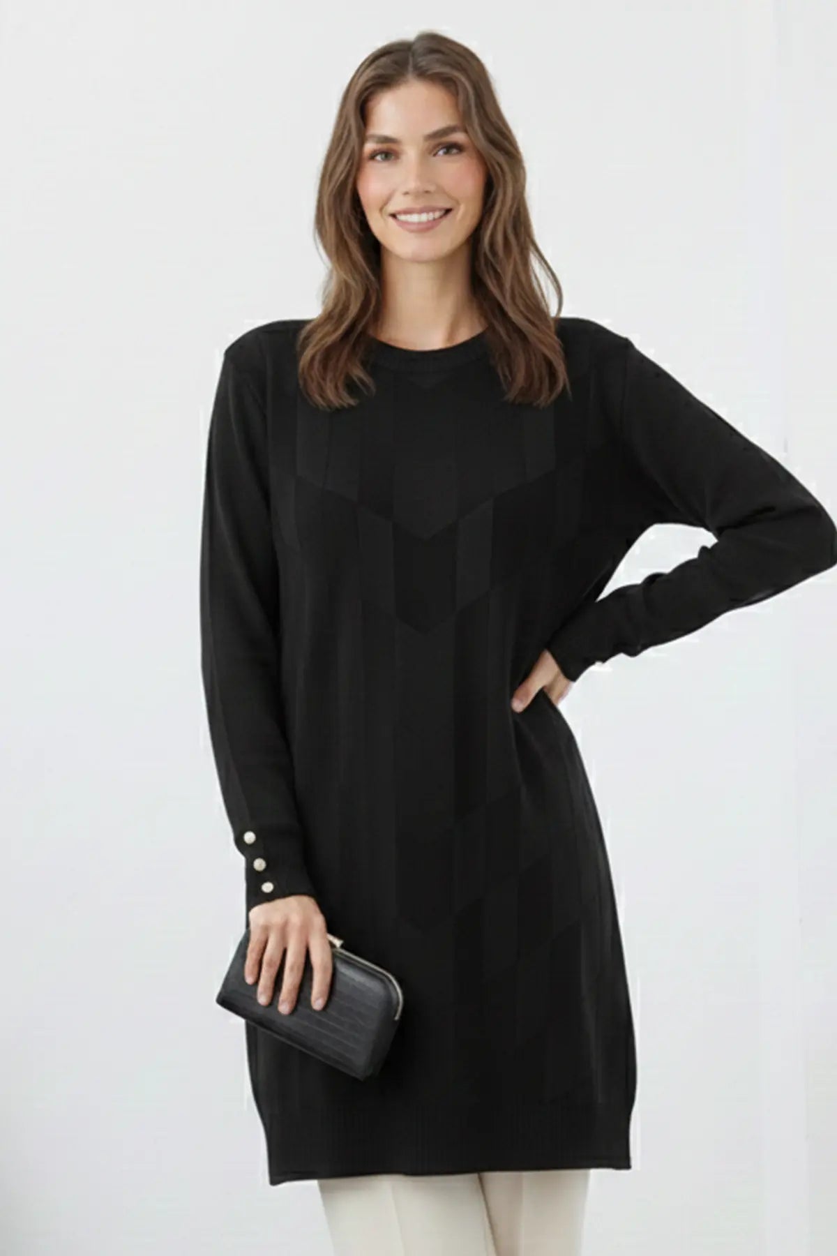 Patterned Tunic | Black – NEOMODEST product image 3