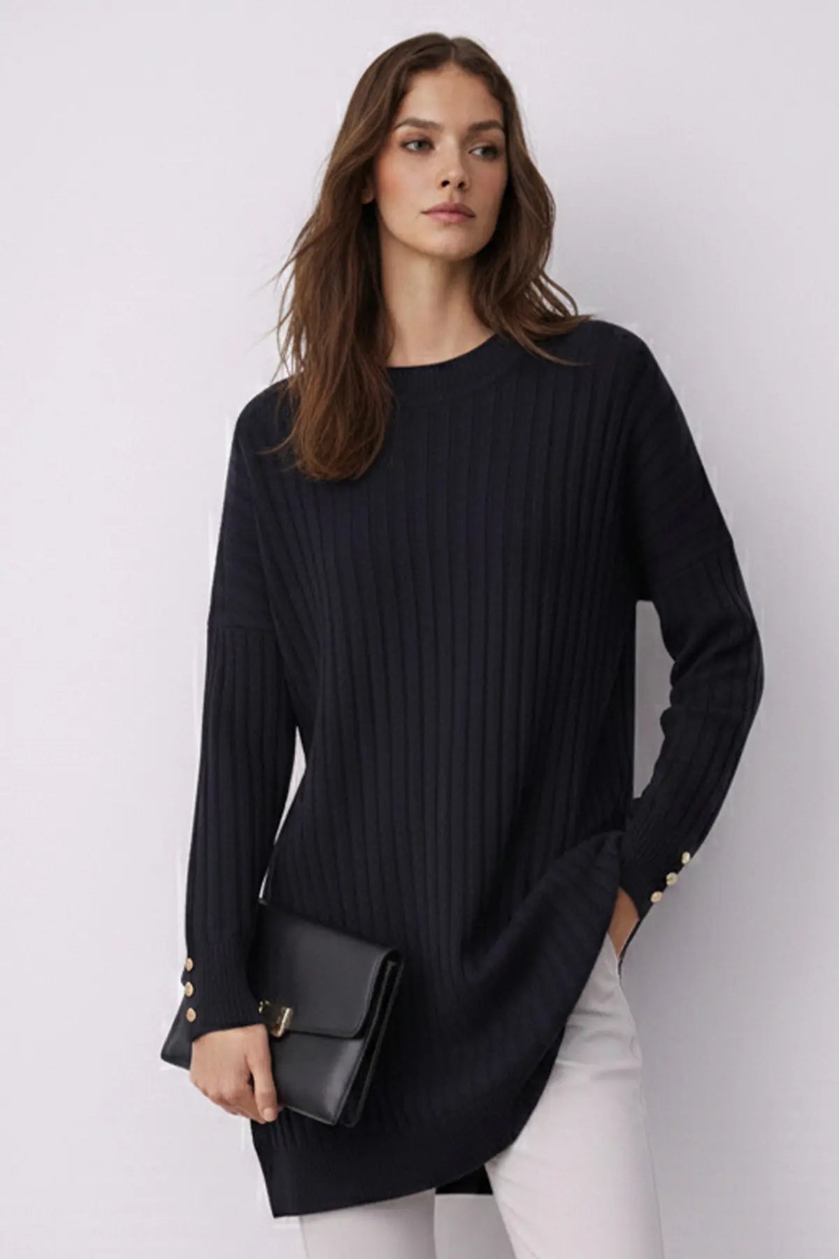 Patterned Tunic | Navy Blue – NEOMODEST product image 3