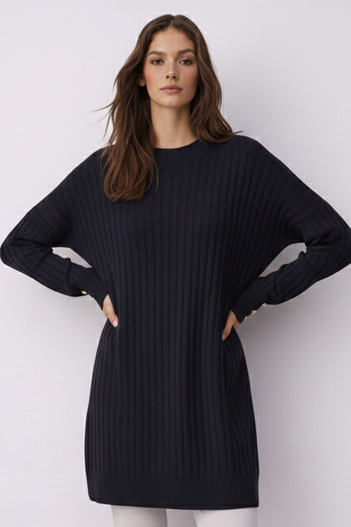 Patterned Tunic | Navy Blue – NEOMODEST product image 1