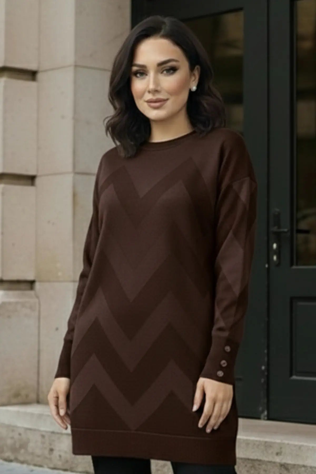 Patterned Tunic | Brown – NEOMODEST product image 2