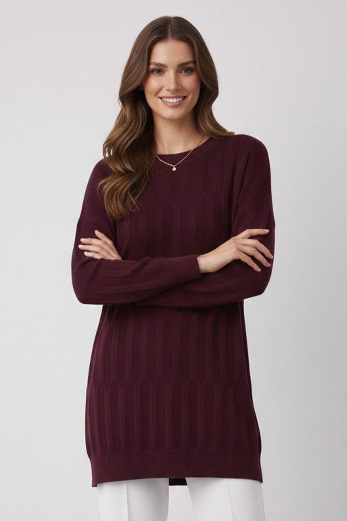 Patterned Tunic | Plum – NEOMODEST product image 1