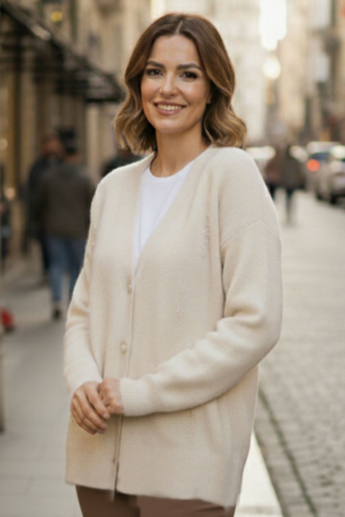 Pearl Detailed Knit Cardigan – NEOMODEST product image 1