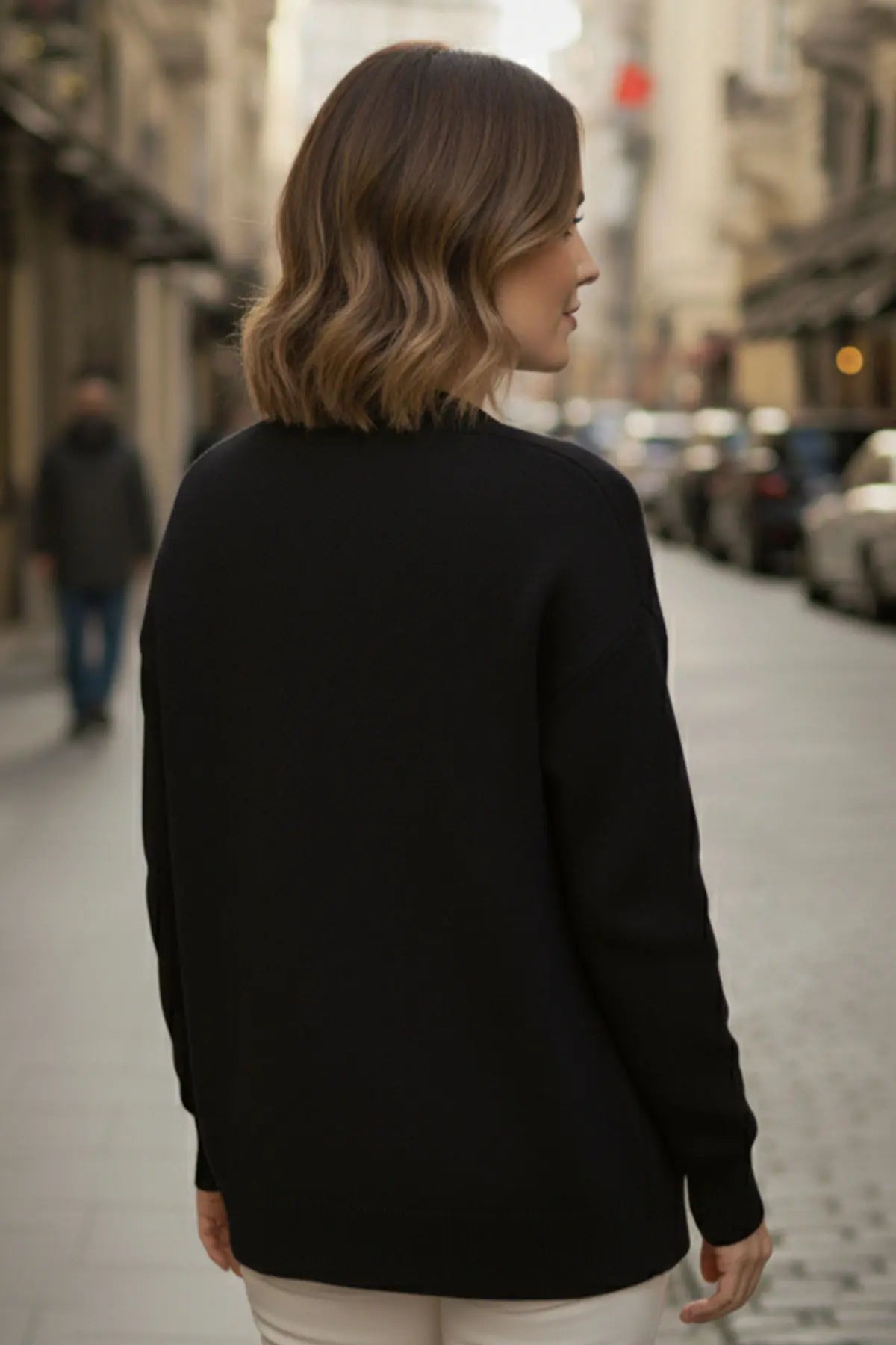 Pearl Detailed Knit Cardigan | Black – NEOMODEST product image 3