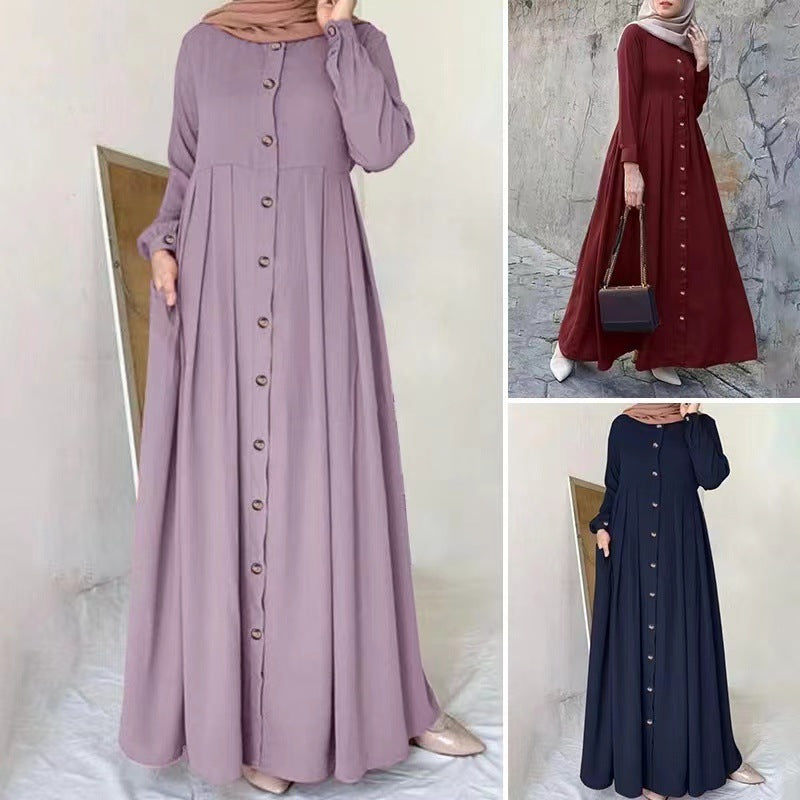 Plus Size Buttoned Dress - Dress