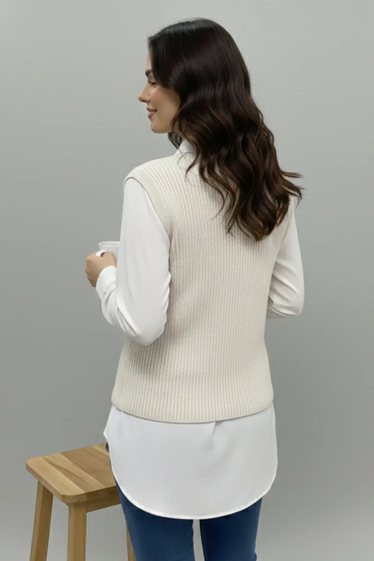 Pocket Knit Vest | Beige – NEOMODEST product image 4