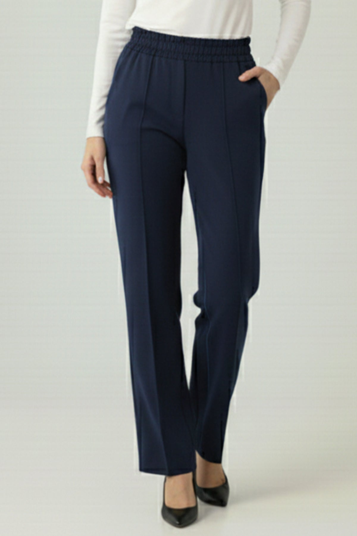 Puffy Scuba Pants | Navy Blue – NEOMODEST product image 1