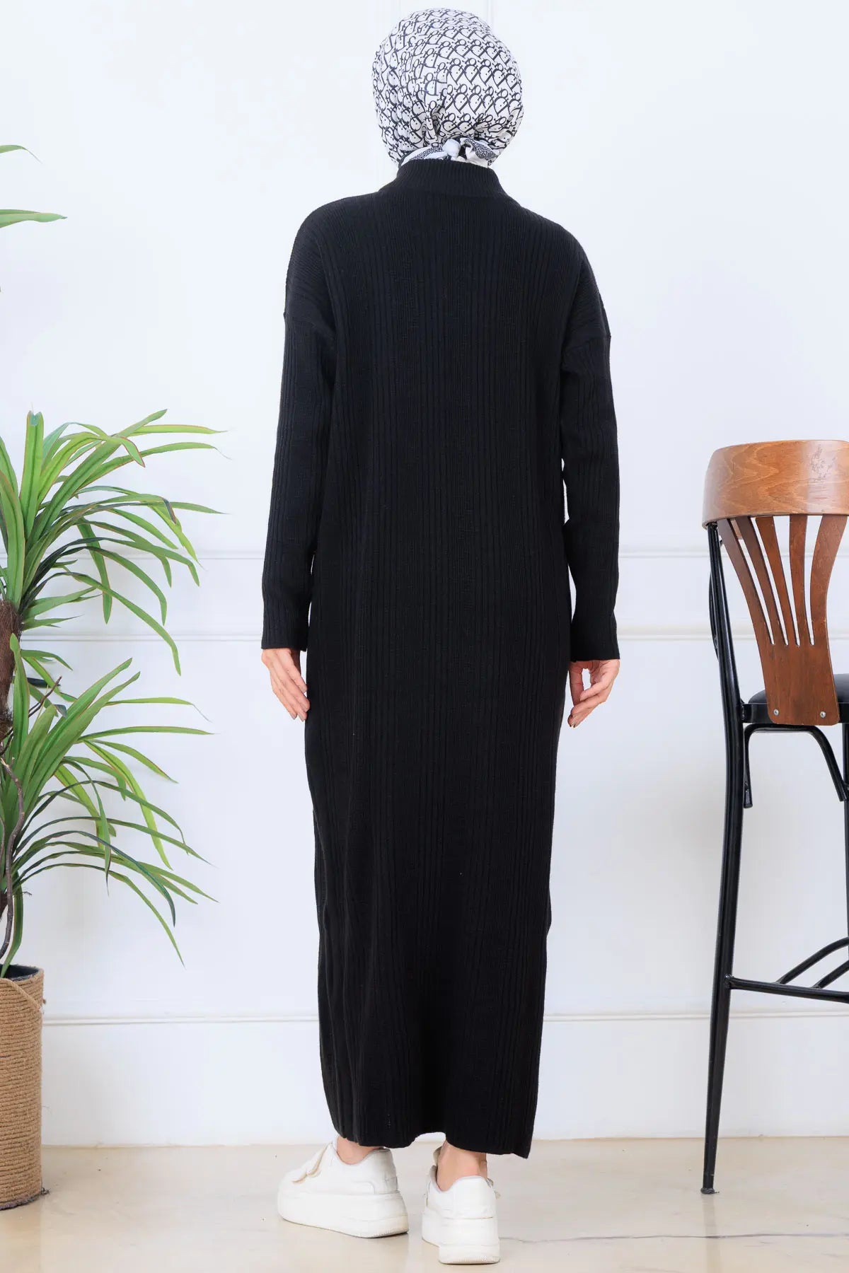 Ribbed Knit Dress | Black – NEOMODEST product image 4