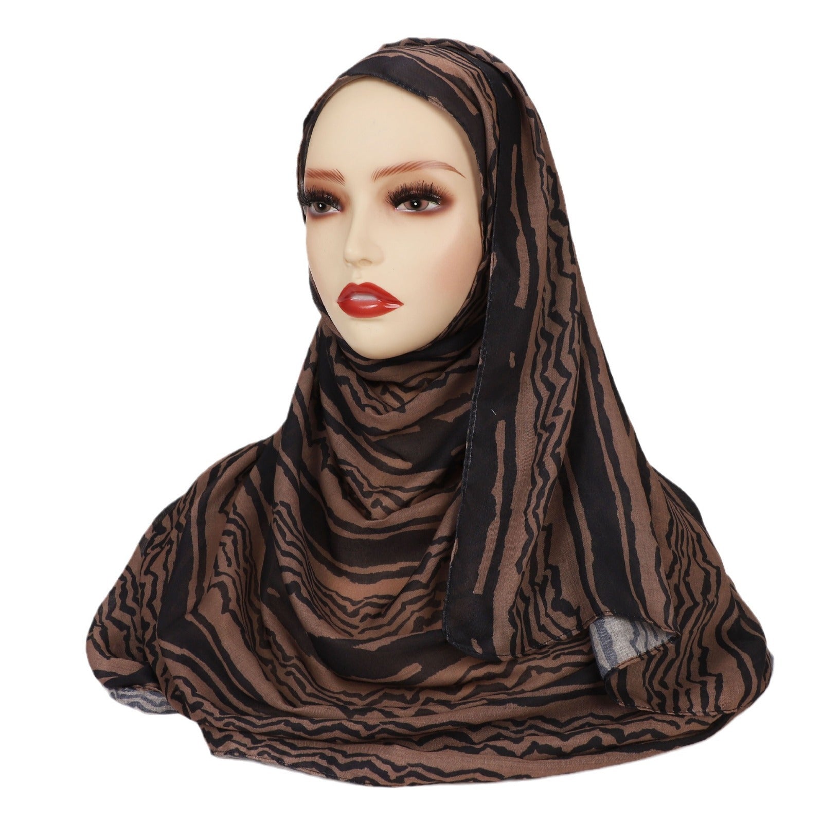 Satin Polyester Printed Striped Scarf - Hijab