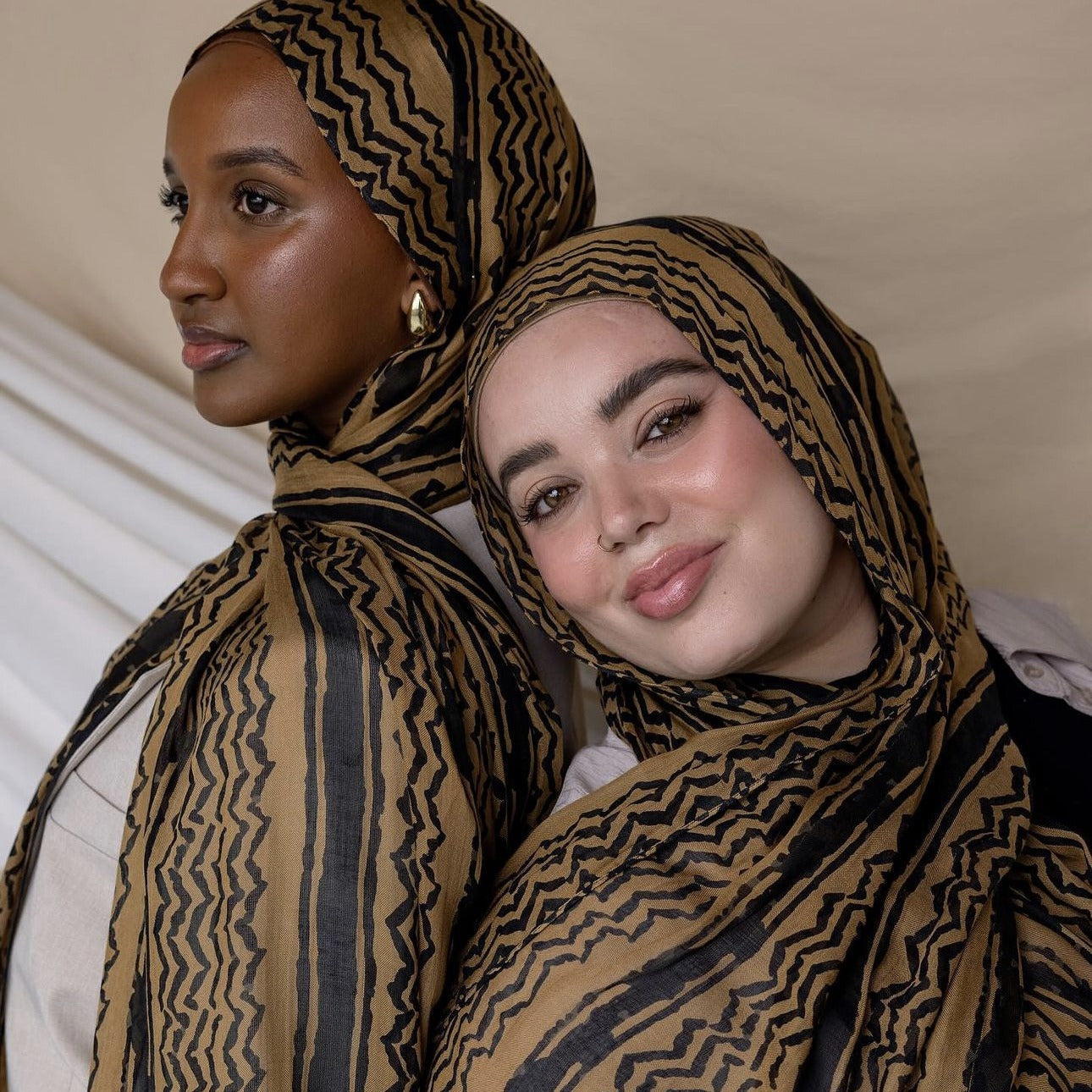 Satin Polyester Printed Striped Scarf - Hijab