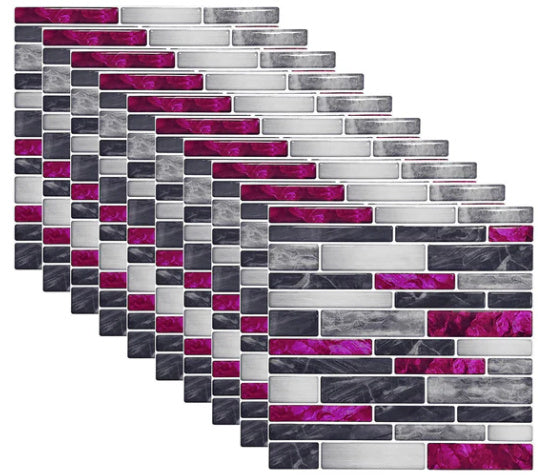 Simulation Marble Embossed Mosaic Pattern Tile Sticker Simulation Tile Stickers for Home & Office - 10cm10cm10 Pieces