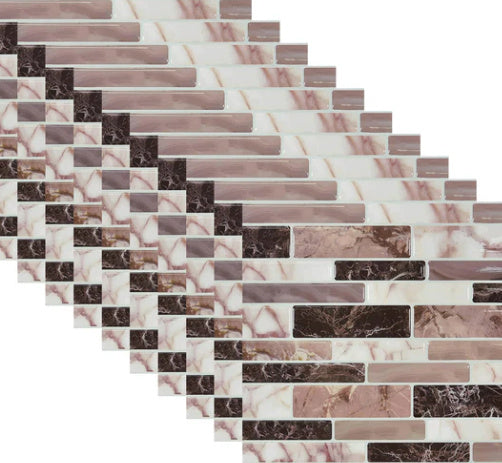 Simulation Marble Embossed Mosaic Pattern Tile Sticker Simulation Tile Stickers for Home & Office - 10cm10cm10 Pieces