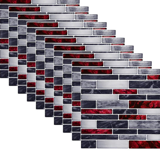 Simulation Marble Embossed Mosaic Pattern Tile Sticker Simulation Tile Stickers for Home & Office - 10cm10cm10 Pieces