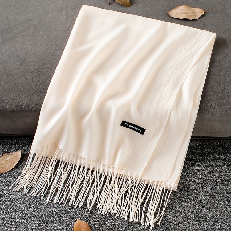 Solid Colour Premium Tassel Scarf - Beige / 200x70CM - Cashmere Shawl