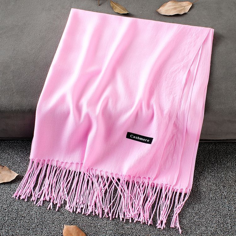 Solid Colour Premium Tassel Scarf - Pink / 200x70CM - Cashmere Shawl