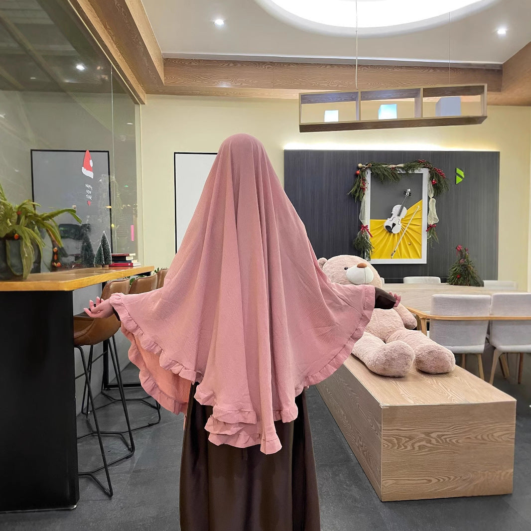 Solid Colour Ruffles Swing Headscarf - Scarf