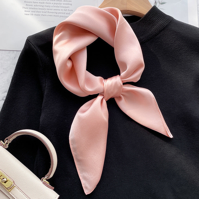 Spring And Autumn Elegant Retro Silk High-end Scarf - Frost Pink / 70x70cm