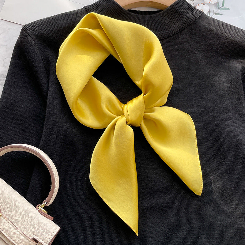 Spring And Autumn Elegant Retro Silk High-end Scarf - Mustard Yellow / 70x70cm