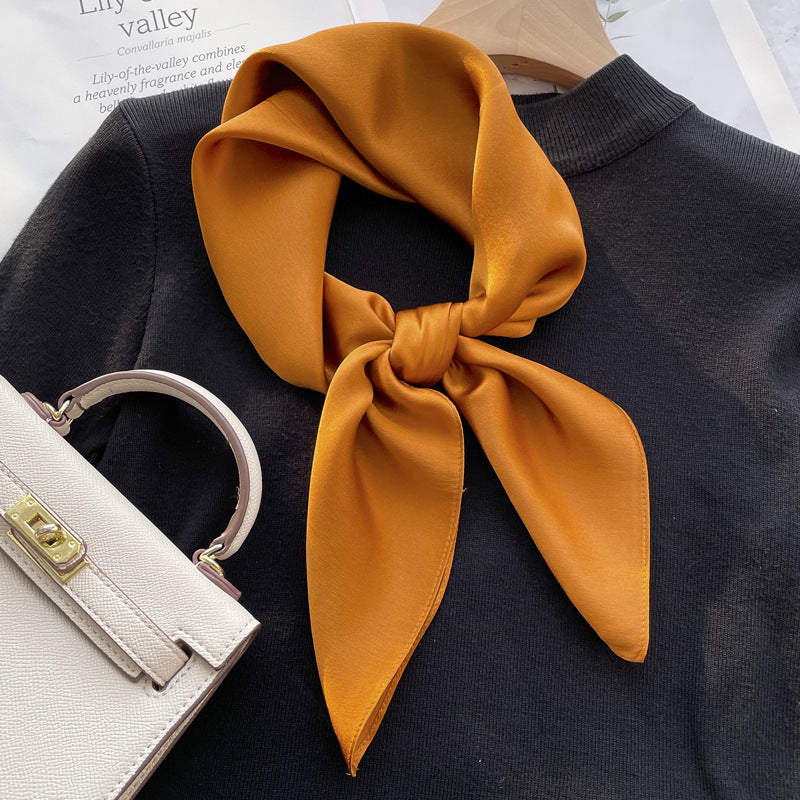 Spring And Autumn Elegant Retro Silk High-end Scarf - Sunset Gold / 70x70cm