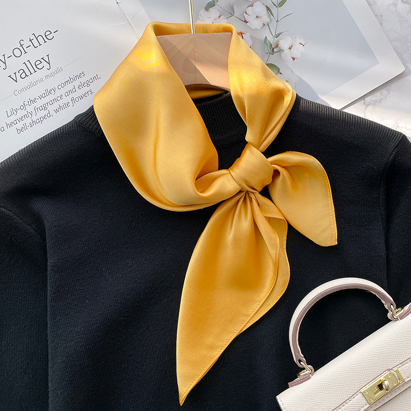 Spring And Autumn Elegant Retro Silk High-end Scarf - Sunshine Yellow / 70x70cm