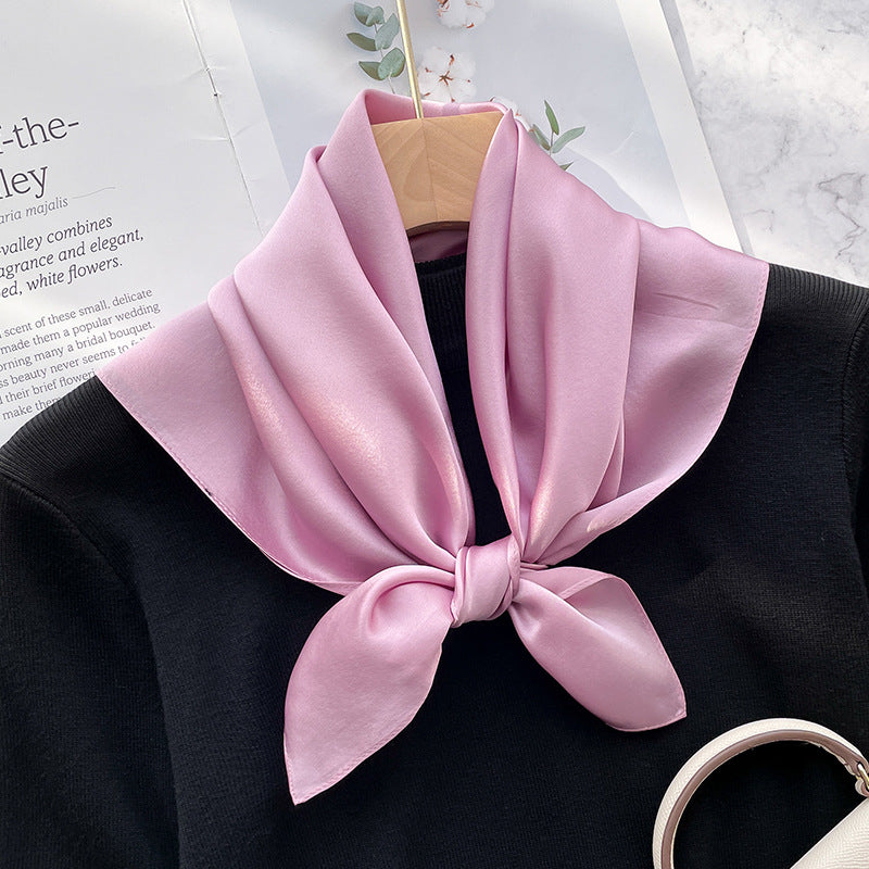 Spring And Autumn Elegant Retro Silk High-end Scarf - Taro Purple / 70x70cm