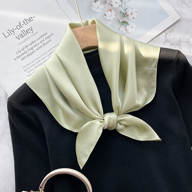 Spring And Autumn Elegant Retro Silk High-end Scarf - Tender Light Green / 70x70cm