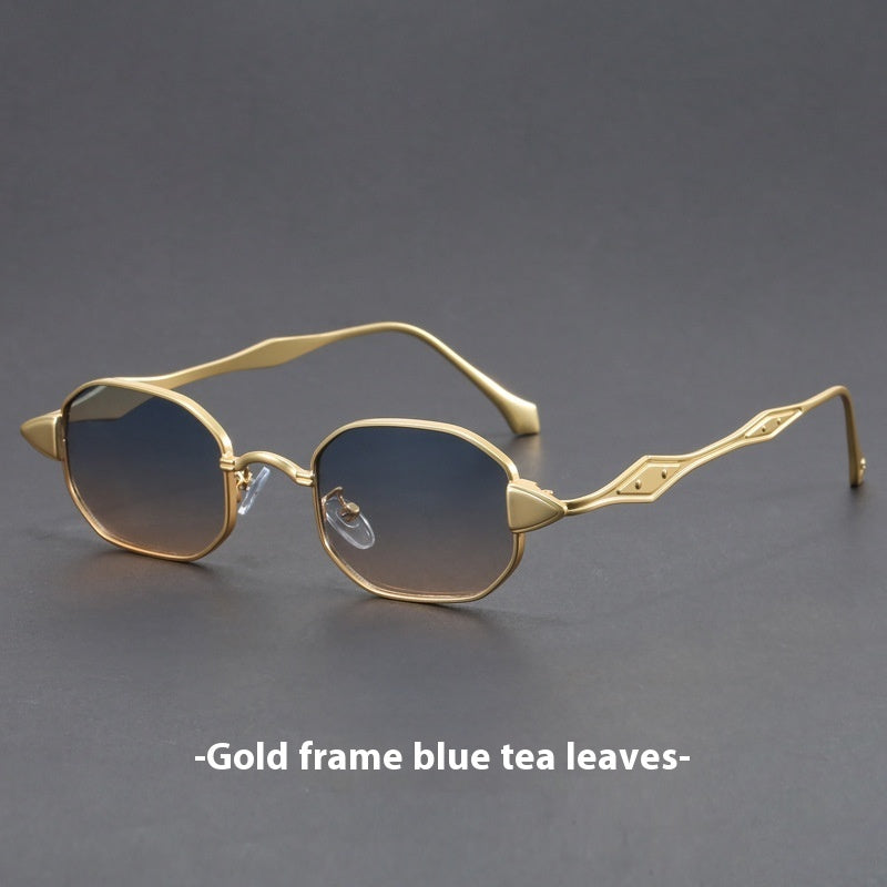 Spring Retro Sunglasses - Gold Frame Blue Tea - Sunglass