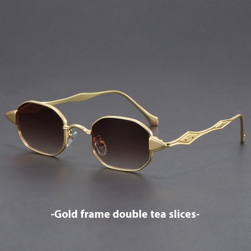 Spring Retro Sunglasses - Gold Frame Double Tea - Sunglass