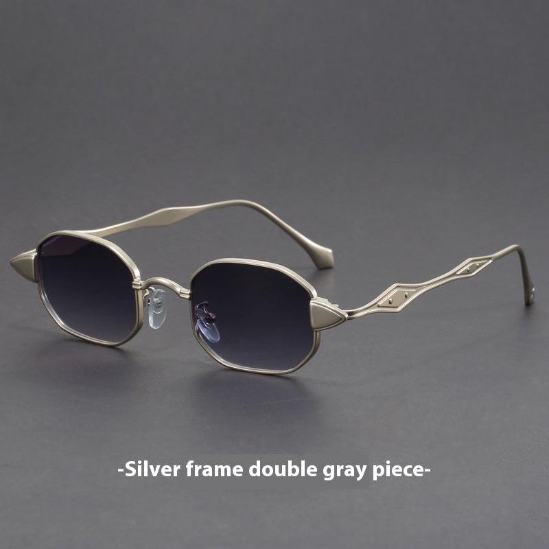 Spring Retro Sunglasses - Silver Frame Double Gray - Sunglass