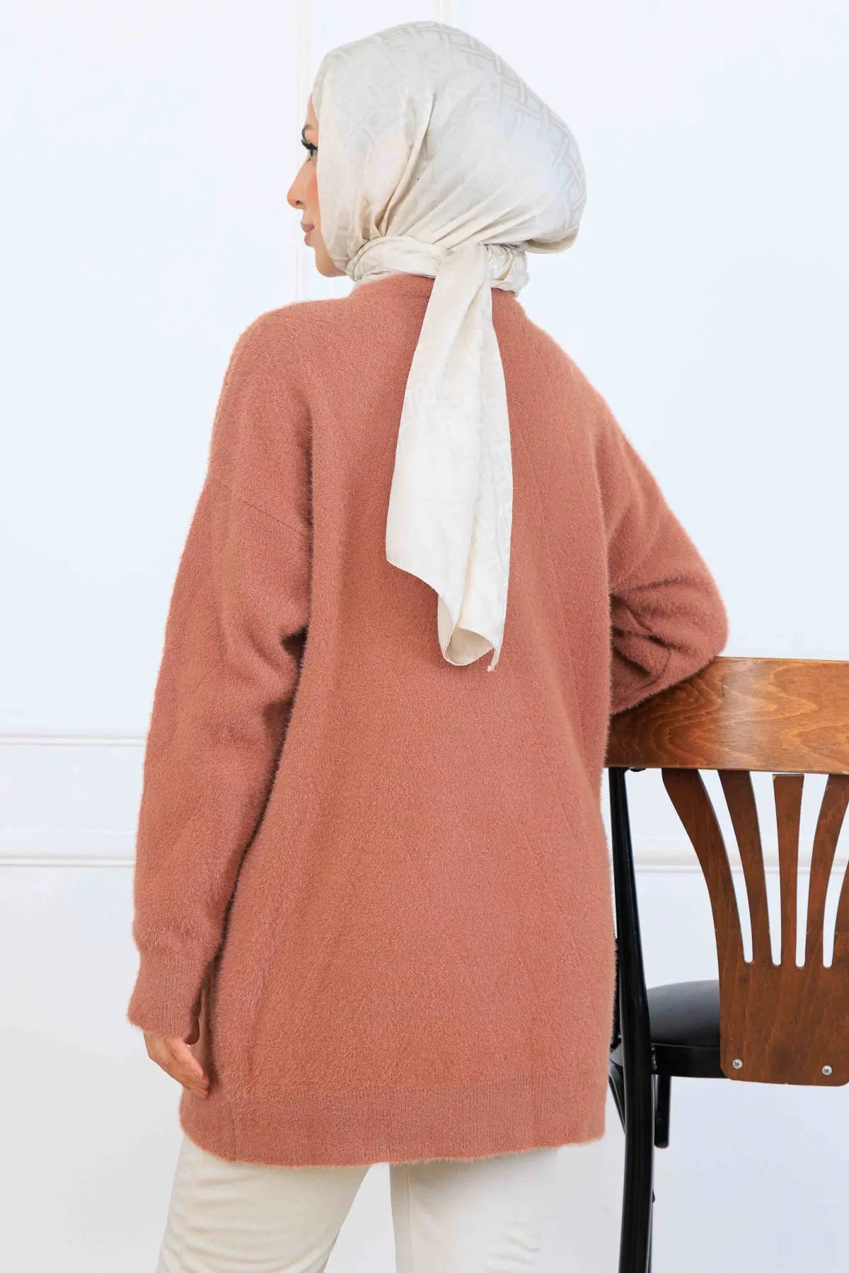 Stone-Detail Knit Tunic in Rose – NEOMODEST, image 4