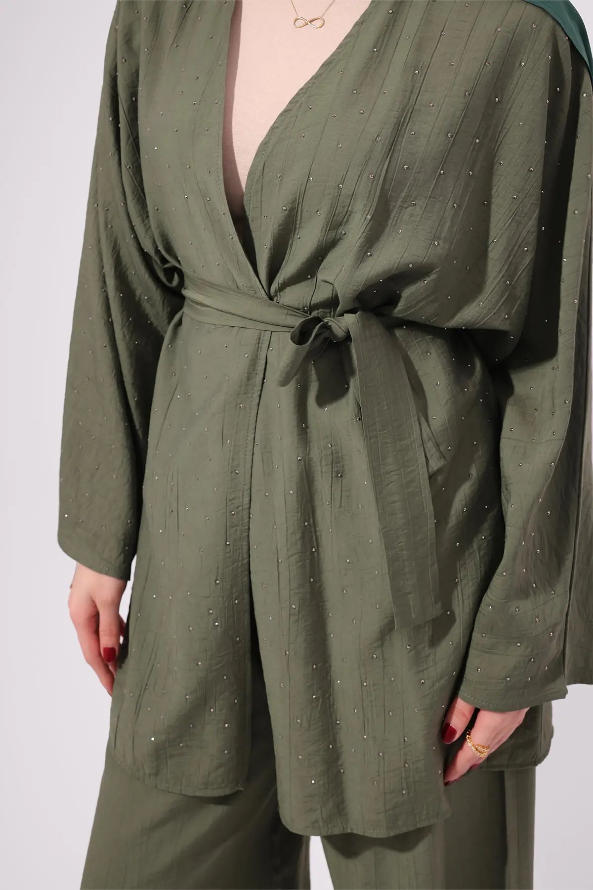 Stone Embellished Two-piece Set | Khaki – NEOMODEST product image 2