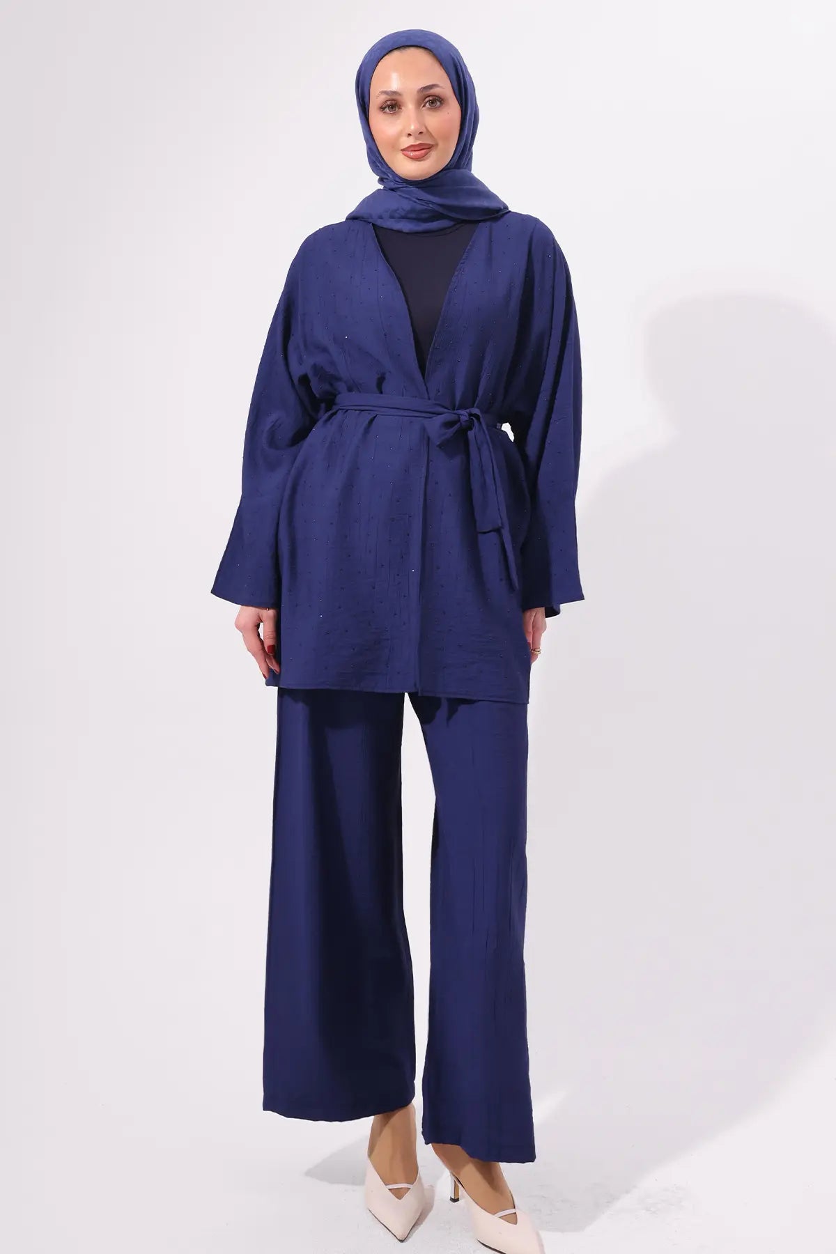 Stone Embellished Two-piece Set | Navy Blue – NEOMODEST product image 2