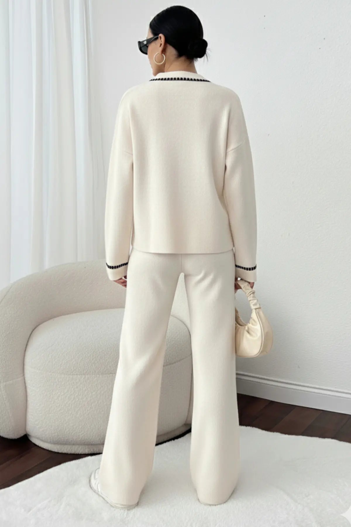 Striped Jacket Co-ord Set in Beige – NEOMODEST, image 4