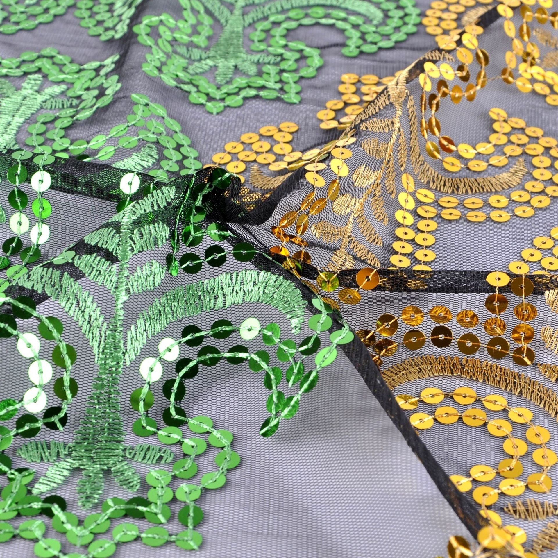 Three-colour Embroidered Sequin Scarf - Multicolor / 160cm - Square scarf