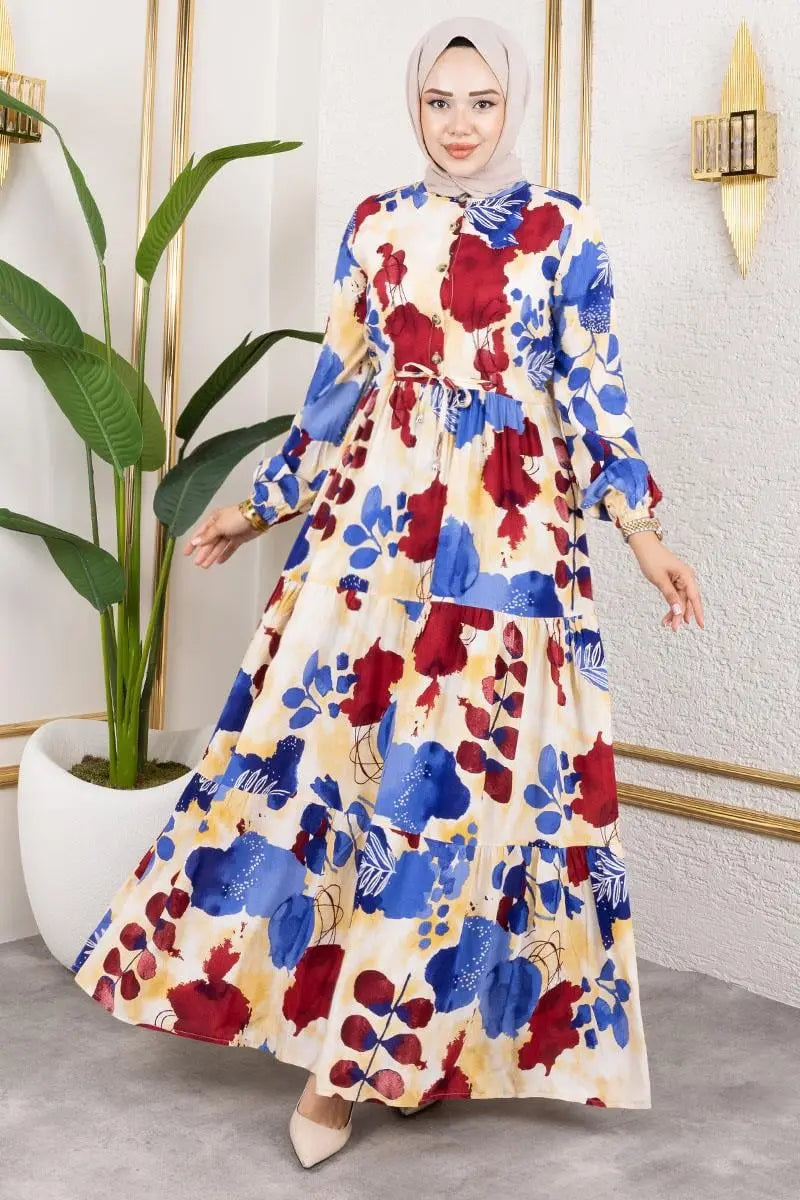 Tunnel Waist Hijab Dress | Indigo – NEOMODEST product image 3