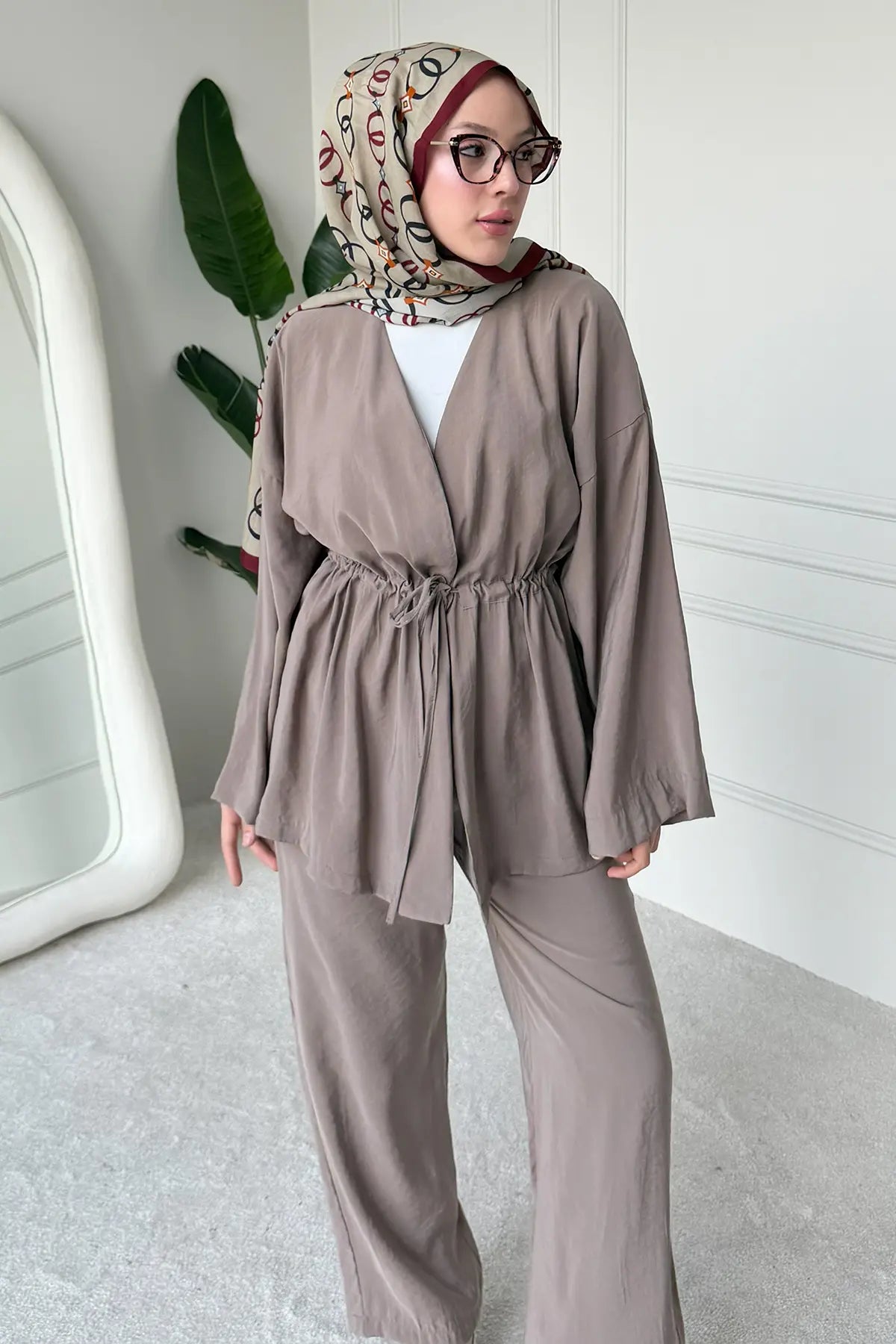 Two-piece Set With Tie | Vison – NEOMODEST product image 2