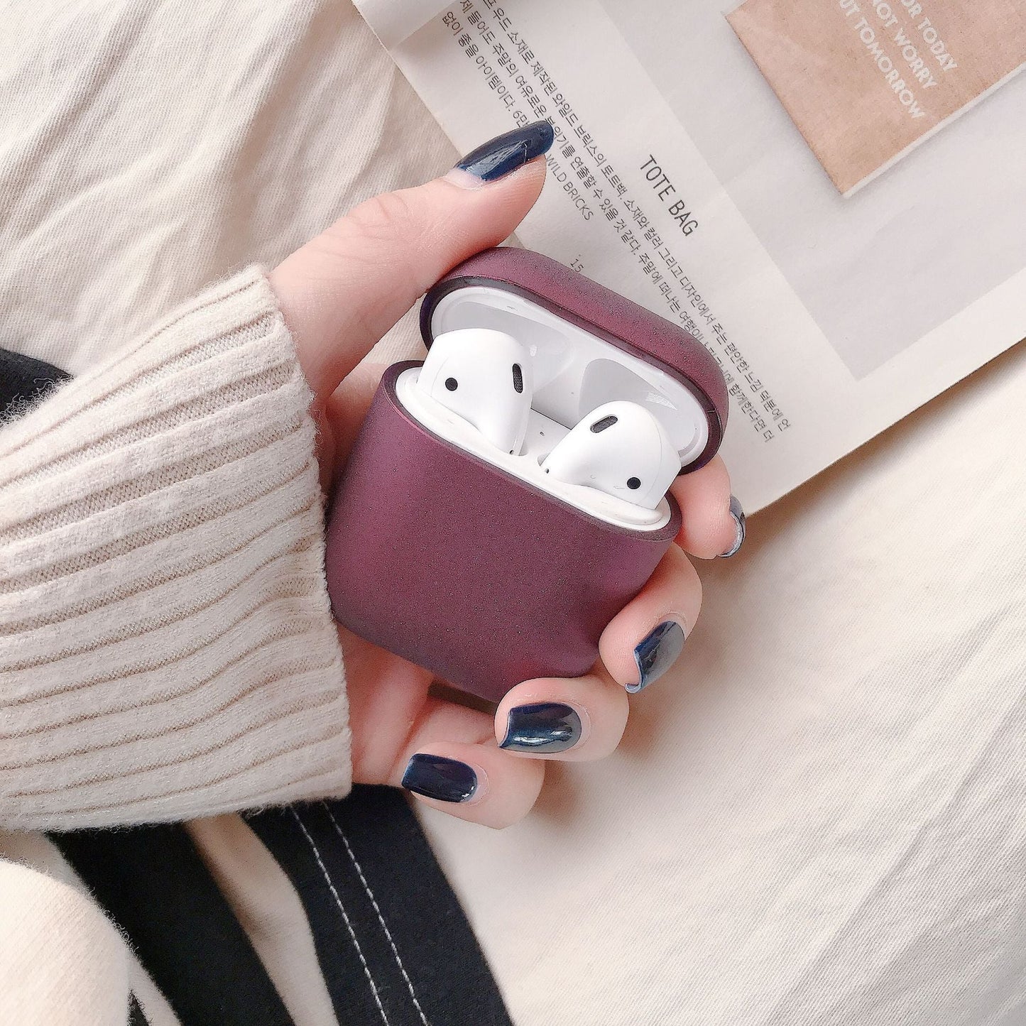 Wireless Bluetooth Headset Case Compatible with Apple - Wine red - Headphone case