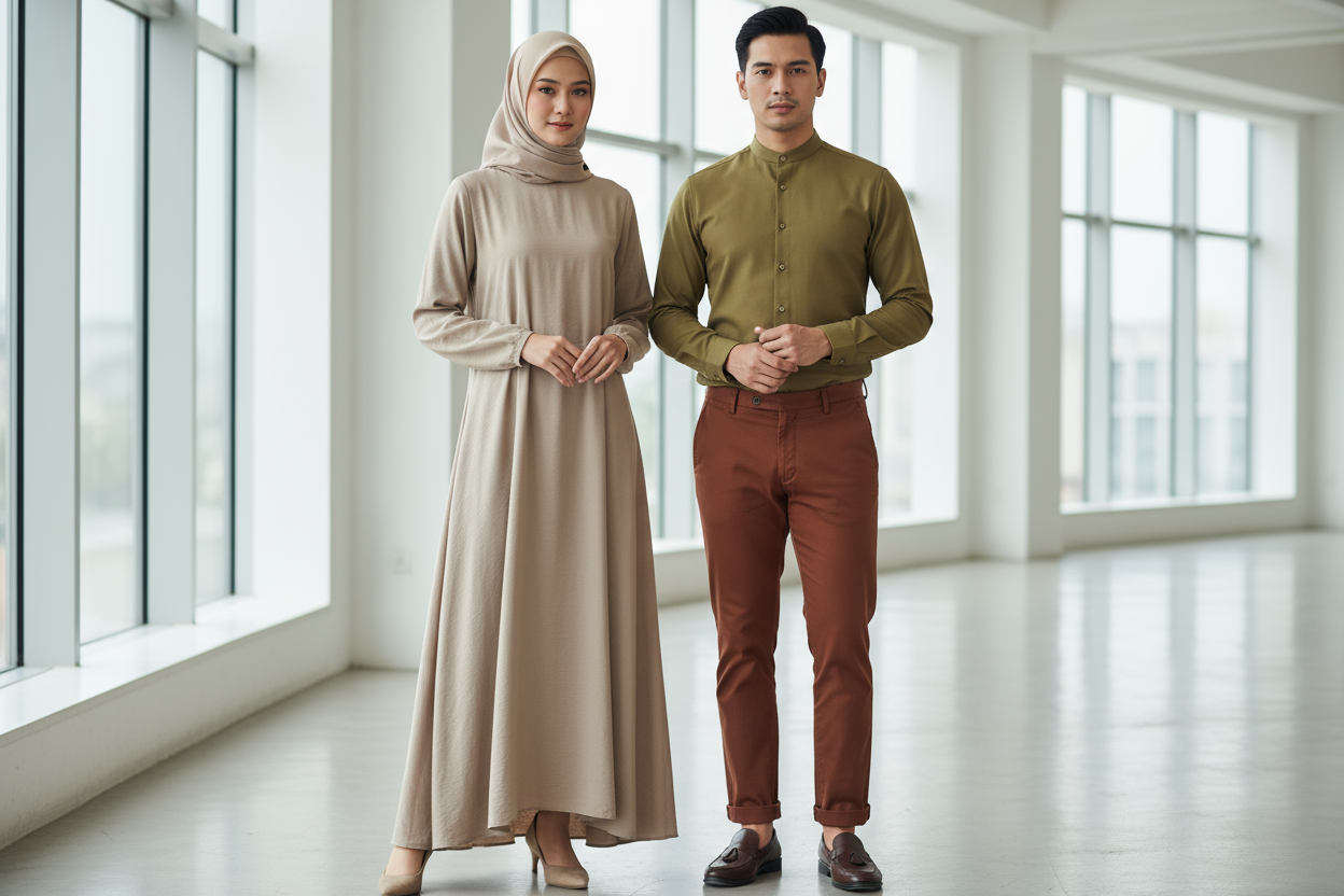 woman and man in modest outfits