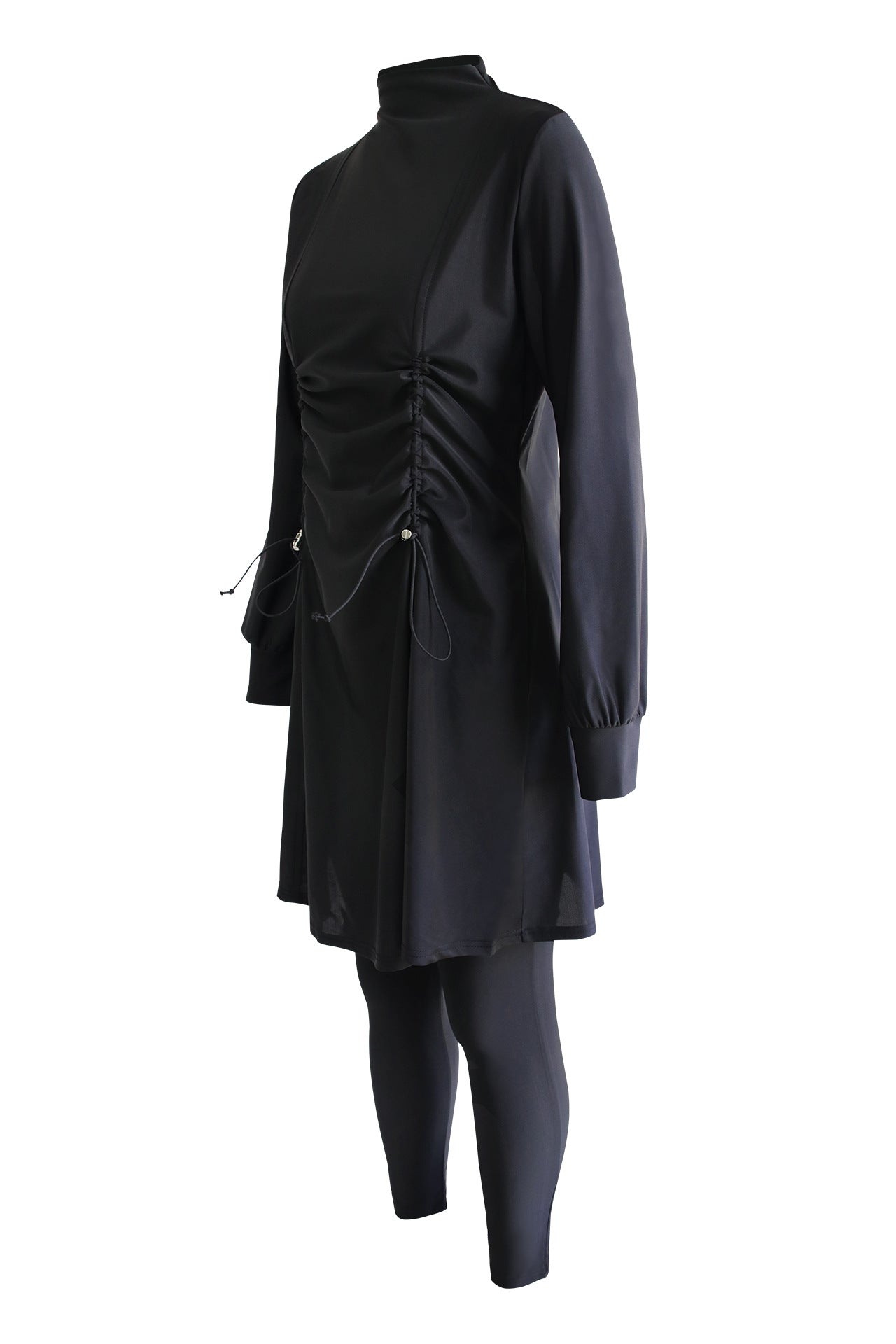 Women’s Black Pleating Three-pieces Modest Swimsuit - Modest swimsuits