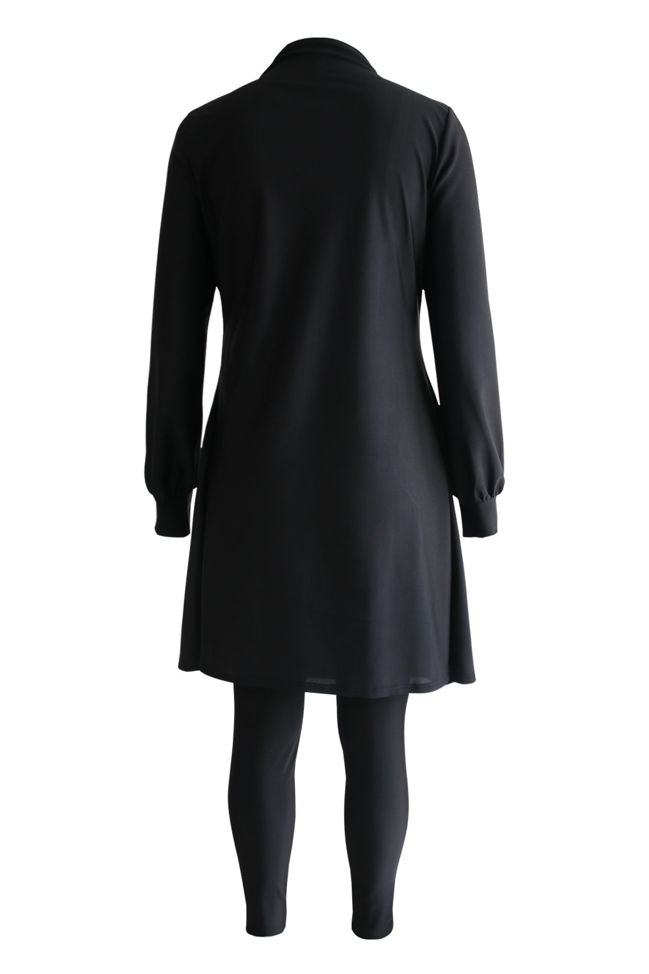 Women’s Black Pleating Three-pieces Modest Swimsuit - Modest swimsuits