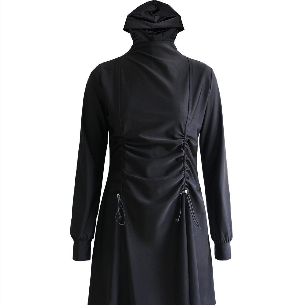 Women’s Black Pleating Three-pieces Modest Swimsuit - Modest swimsuits