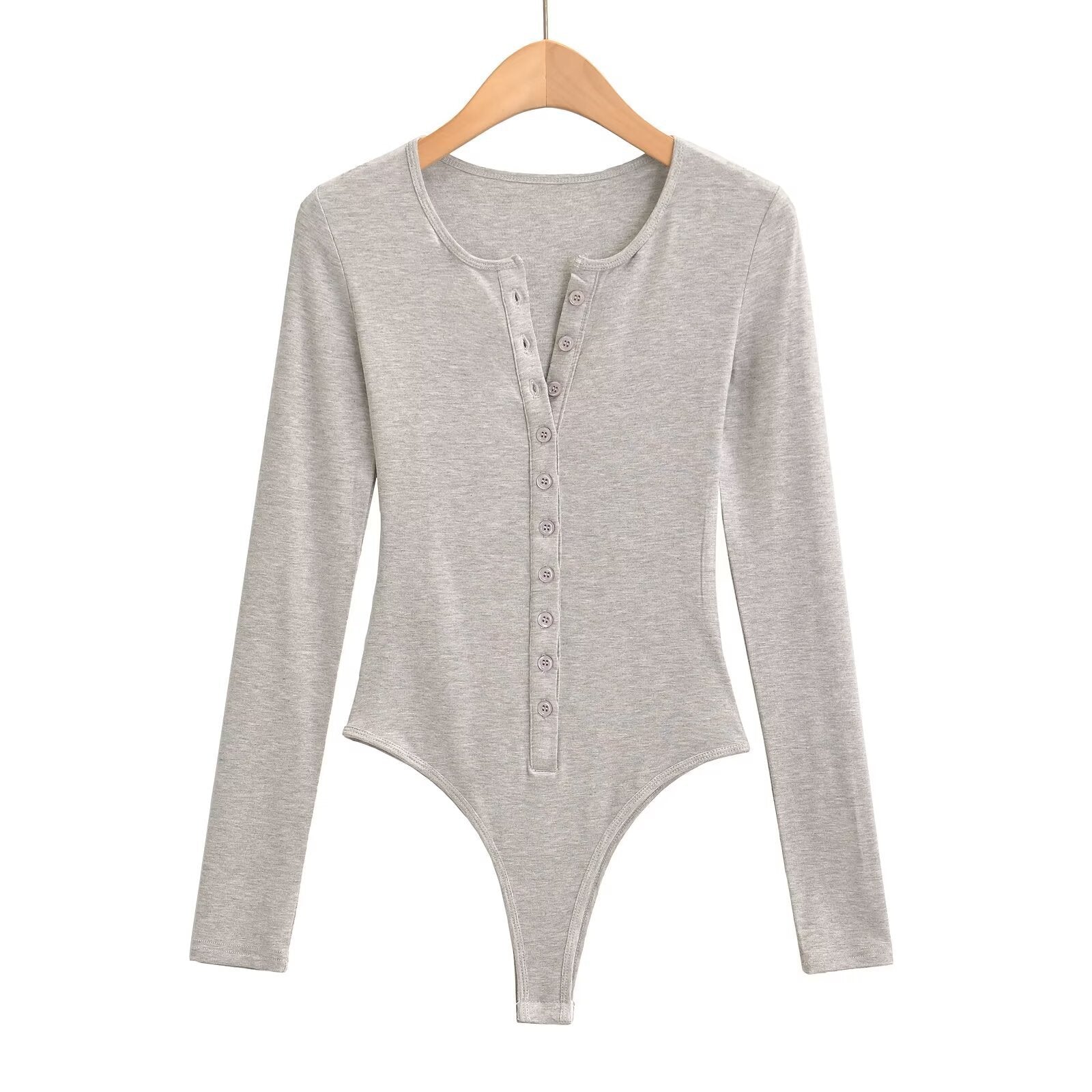 Women’s Breasted Long Sleeve Jumpsuit - L / Light Gray - Ladies’ jumpsuit