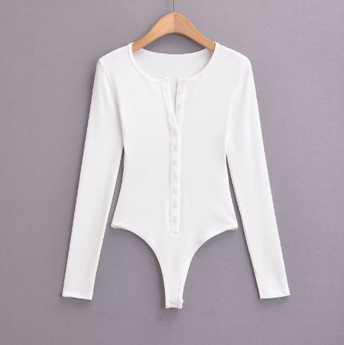 Women’s Breasted Long Sleeve Jumpsuit - L / White - Ladies’ jumpsuit