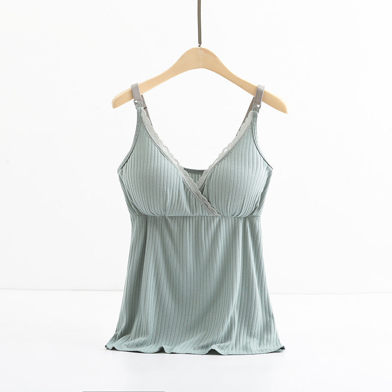 Women’s Breastfeeding Vest with Cross Elastic Bra - Green / 3XL - Maternity vest