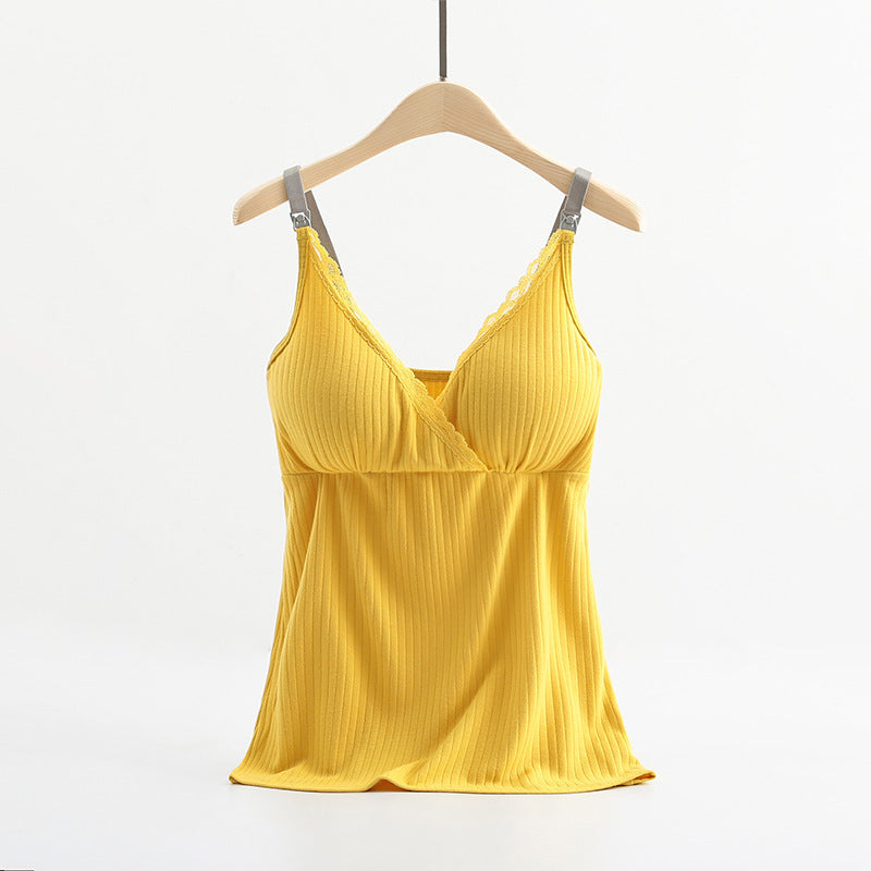 Women’s Breastfeeding Vest with Cross Elastic Bra - Yellow / 3XL - Maternity vest
