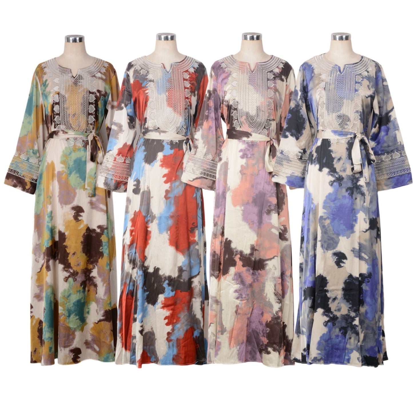 Women’s Embroidered Large Swing Modest Dress - Dress