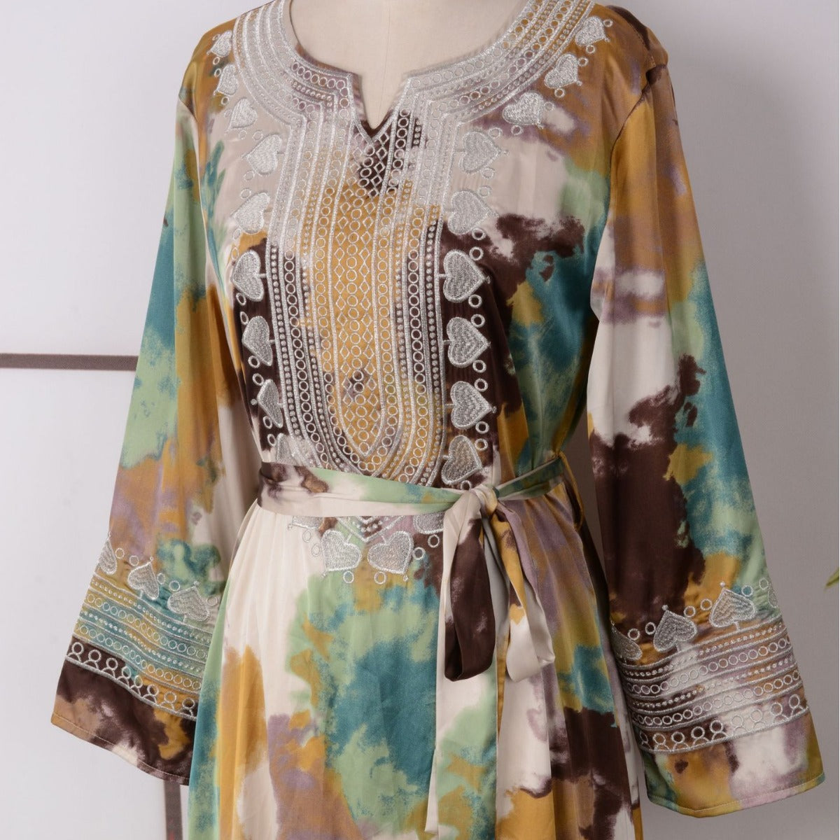 Women’s Embroidered Large Swing Modest Dress - Dress